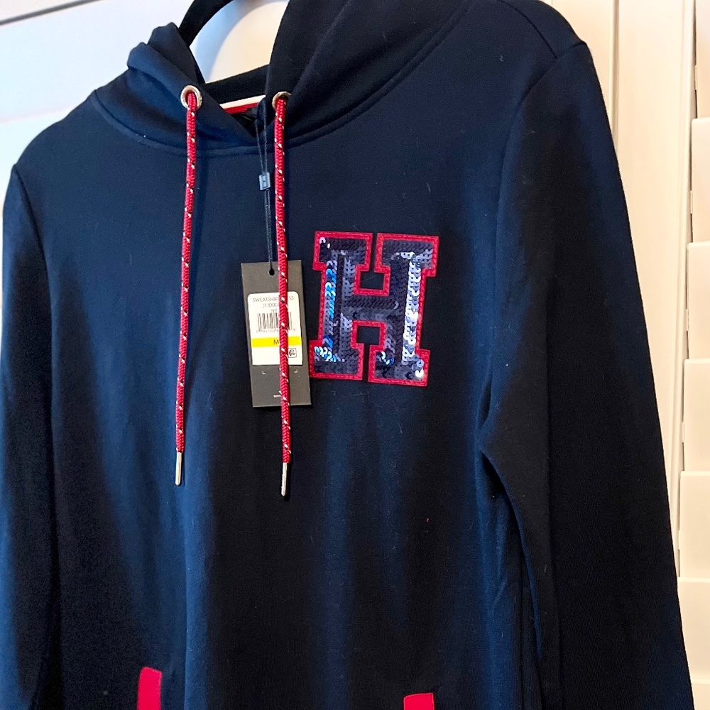 Tommy Hilfiger sequined long sleeve sweatshirt dress